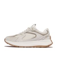 F-Mode Flow Suede/Mesh/Leather Flatform Sneakers Urban White