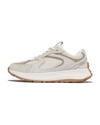 FitFlop F-Mode Flow Suede/Mesh/Leather Flatform Sneakers Urban White