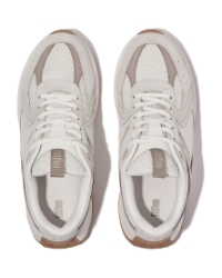 F-Mode Flow Suede/Mesh/Leather Flatform Sneakers Urban White