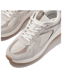 F-Mode Flow Suede/Mesh/Leather Flatform Sneakers Urban White