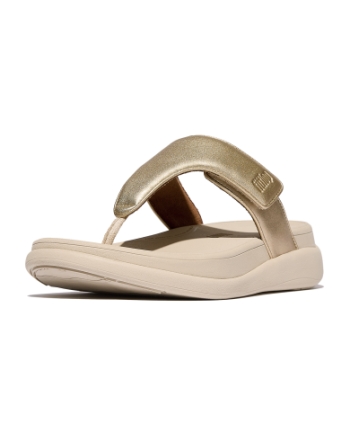 FitFlop F-Mode Go Adjustable Flatform Toe-Post Sandals Platino