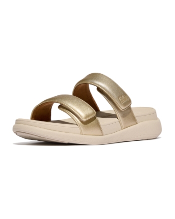 FitFlop F-Mode Go Adjustable Flatform Two-Bar Slides Platino