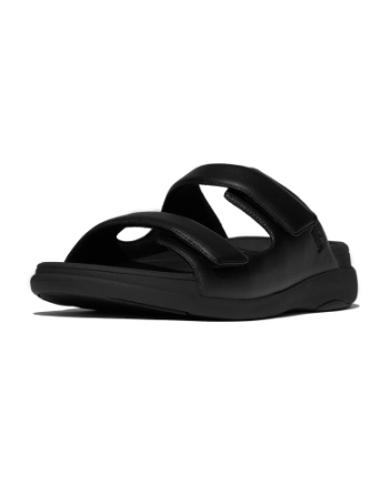 FitFlop F-Mode Go Mens Adjustable Two-Bar Slides All Black