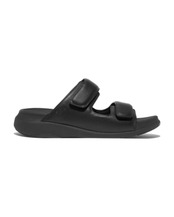 FitFlop F-Mode Go Mens Adjustable Two-Bar Slides All Black