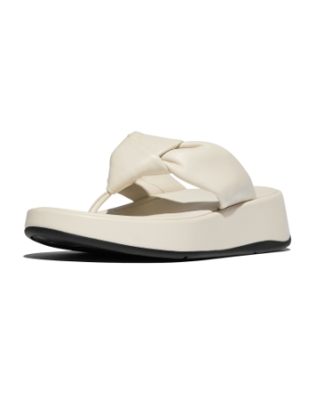 FitFlop F-Mode Knot Soft-Leather Flatform Toe-Post Sandals Paris Beige