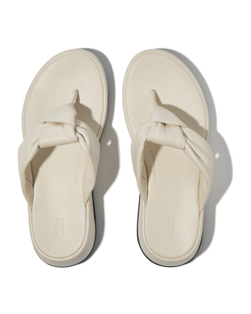 F-Mode Knot Soft-Leather Flatform Toe-Post Sandals Paris Beige