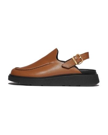 FitFlop Gen-FF Leather Back-Strap Moc Mules Deep Tan