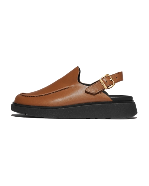 Gen-FF Leather Back-Strap Moc Mules Deep Tan