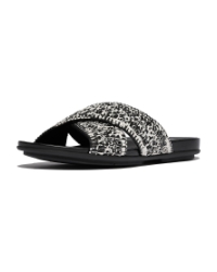 Gracie Woven Cross Slides Black/Ivory Mix