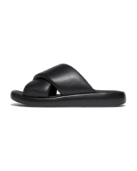 Iqushion D-Luxe Padded Leather Cross Slides All Black