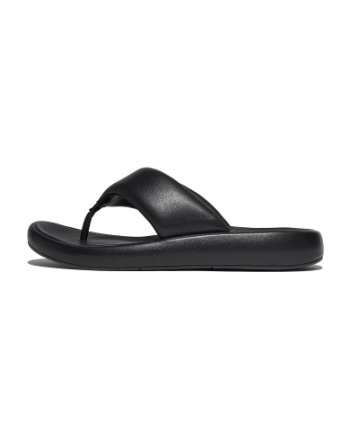 FitFlop Iqushion D-Luxe Padded Leather Toe-Post Sandals All Black