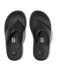 Iqushion D-Luxe Padded Leather Toe-Post Sandals All Black