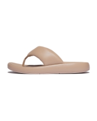 Iqushion D-Luxe Padded Leather Toe-Post Sandals Classic Beige