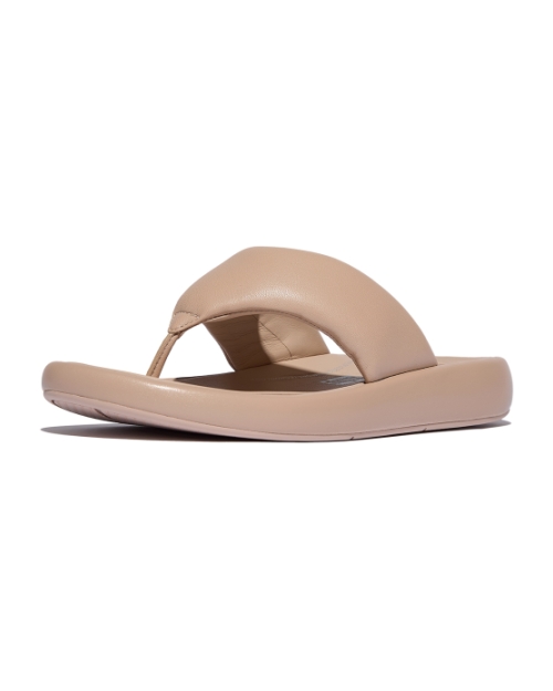 Iqushion D-Luxe Padded Leather Toe-Post Sandals Classic Beige
