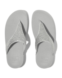 Lulu Crystal-Mix Toe-Post Sandals Silver