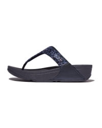 Lulu Crystal-Mix Toe-Post Sandals Midnight Navy