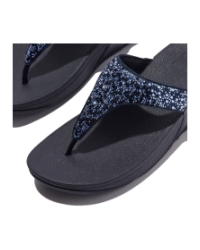 Lulu Crystal-Mix Toe-Post Sandals Midnight Navy