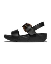 Lulu Resin-Buckle Leather Back-Strap Sandals All Black