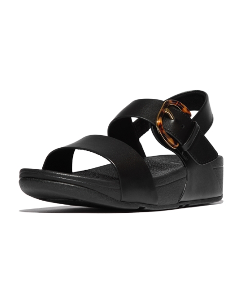 Lulu Resin-Buckle Leather Back-Strap Sandals All Black