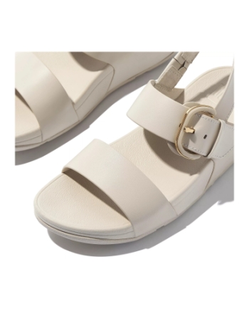FitFlop Lulu Resin-Buckle Leather Back-Strap Sandals Paris Beige