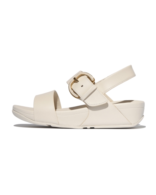 Lulu Resin-Buckle Leather Back-Strap Sandals Paris Beige