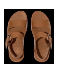 Lulu Resin-Buckle Leather Back-Strap Sandals Deep Tan