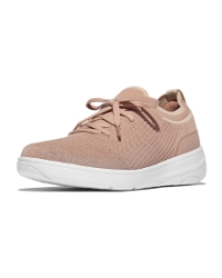 Super-Q Knit Slip-On Laced Sneakers Beige Buff/Rose Gold