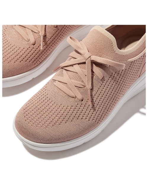 Super-Q Knit Slip-On Laced Sneakers Beige Buff/Rose Gold
