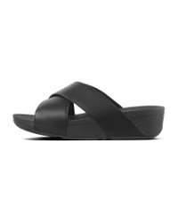 Lulu Cross Slide Sandals Leather Black